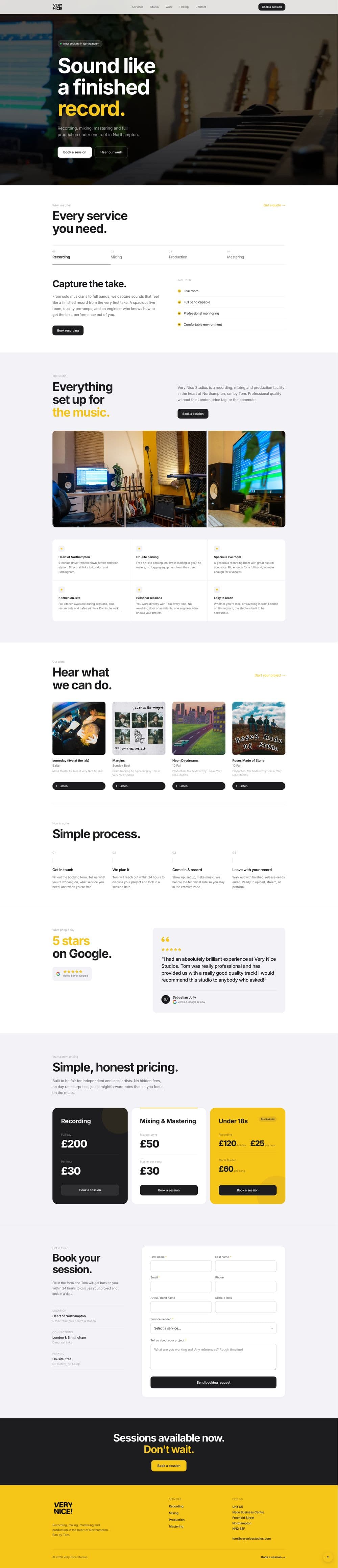 Very Nice Studios website built by Juno