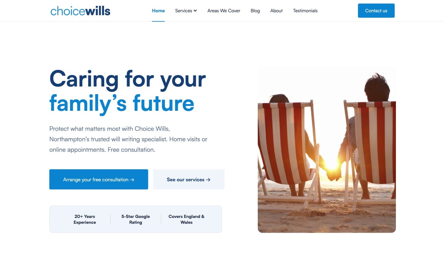 Choice Wills website built by Juno